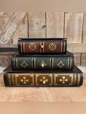 VTG Home Interiors Faux Stack of Books w/Drawers Trinket/Jewelry Box 5”x8”